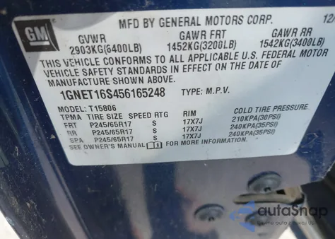 2005 Chevrolet Trailblazer Ext Ls z USA, uszkodzony, nr VIN 1GNET16S456165248